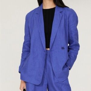 Madewell Bright Blue Linen Shirt Jacket